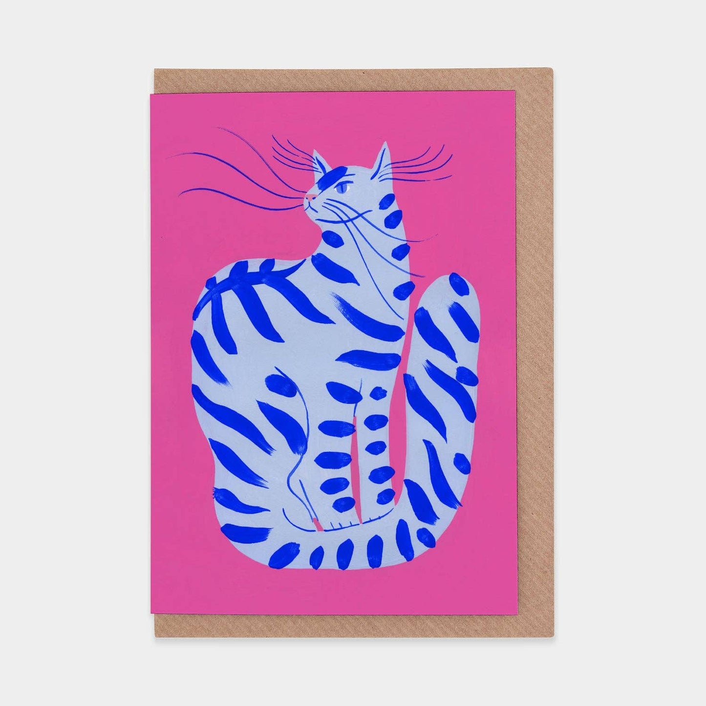 Cat with Stripes Greetings Card by Agathe Singer