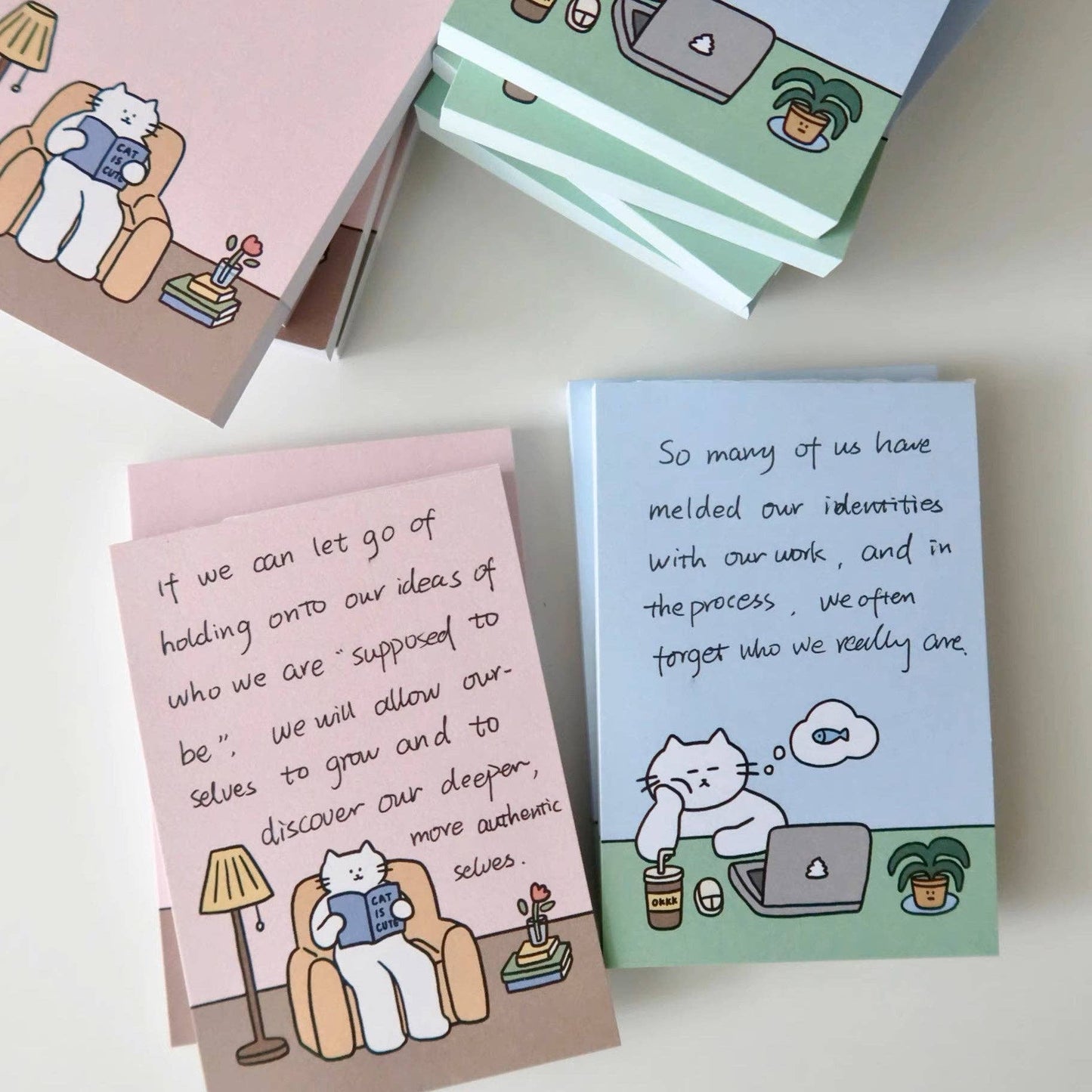 Kitty Life Memo Note Pad: Working